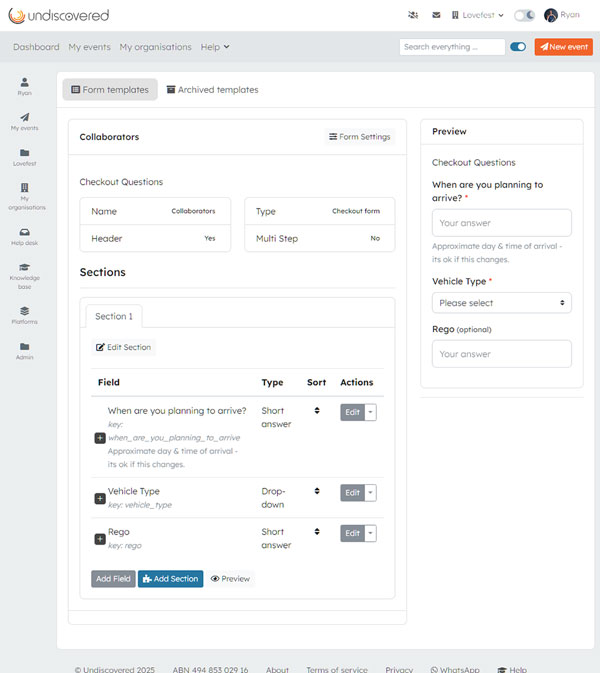 Custom forms